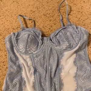 Garage Light Blue Lace Bustier Corset Top